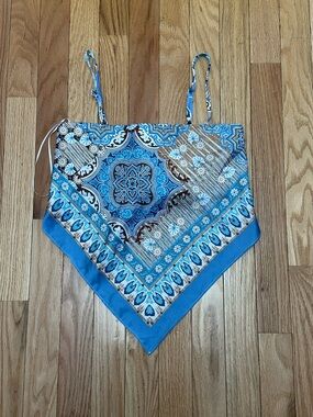 Blue Paisley Bandana-Style Spaghetti Strap Tank Top
